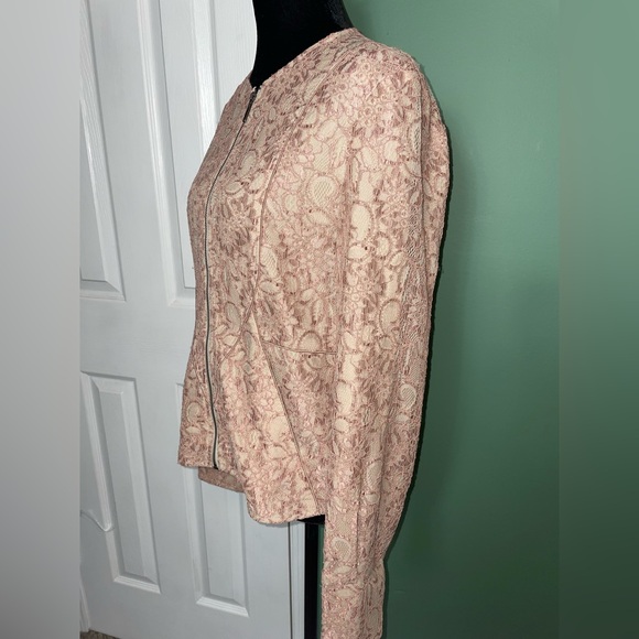 NWT Marco Visconti Anna Lace Framed Jacket | Blush Nude Floral Lace | Orig $980 - Picture 2 of 16